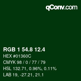 カラーコード: RGB 1 54.8 12.4 | qconv.com