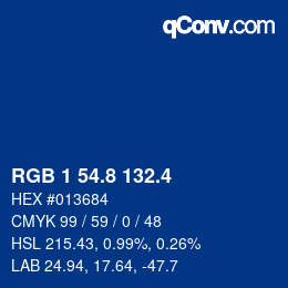 カラーコード: RGB 1 54.8 132.4 | qconv.com