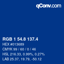 カラーコード: RGB 1 54.8 137.4 | qconv.com