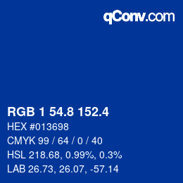 カラーコード: RGB 1 54.8 152.4 | qconv.com