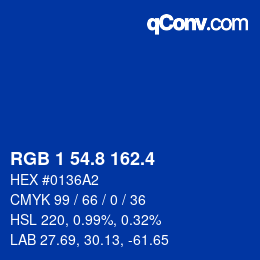 カラーコード: RGB 1 54.8 162.4 | qconv.com