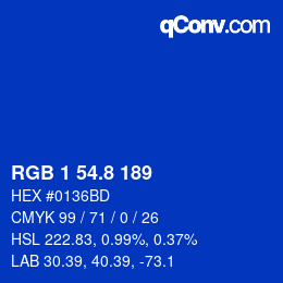 カラーコード: RGB 1 54.8 189 | qconv.com