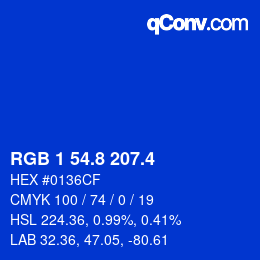 カラーコード: RGB 1 54.8 207.4 | qconv.com