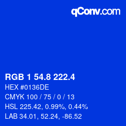 カラーコード: RGB 1 54.8 222.4 | qconv.com