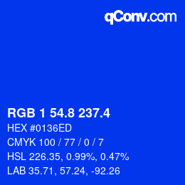 カラーコード: RGB 1 54.8 237.4 | qconv.com