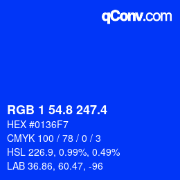 カラーコード: RGB 1 54.8 247.4 | qconv.com