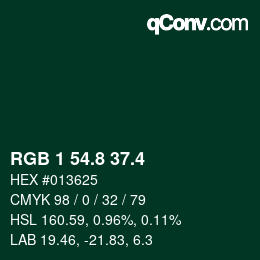 カラーコード: RGB 1 54.8 37.4 | qconv.com