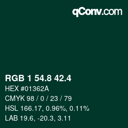 カラーコード: RGB 1 54.8 42.4 | qconv.com