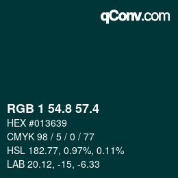 カラーコード: RGB 1 54.8 57.4 | qconv.com