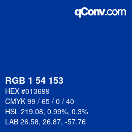 Color code: RGB 1 54 153 | qconv.com