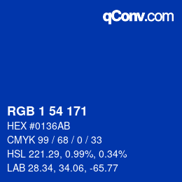 Color code: RGB 1 54 171 | qconv.com