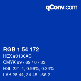 Color code: RGB 1 54 172 | qconv.com