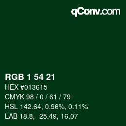 Farbcode: RGB 1 54 21 | qconv.com