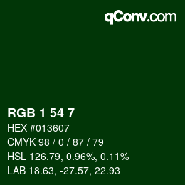 Color code: RGB 1 54 7 | qconv.com