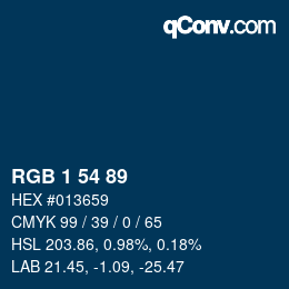 Color code: RGB 1 54 89 | qconv.com