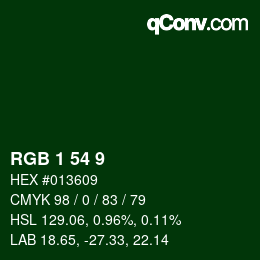 カラーコード: RGB 1 54 9 | qconv.com