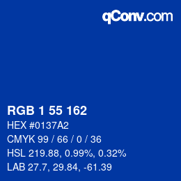 Color code: RGB 1 55 162 | qconv.com