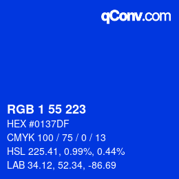 Color code: RGB 1 55 223 | qconv.com