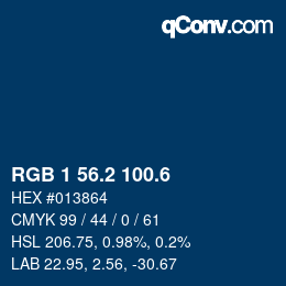 カラーコード: RGB 1 56.2 100.6 | qconv.com