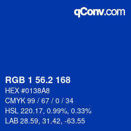 カラーコード: RGB 1 56.2 168 | qconv.com