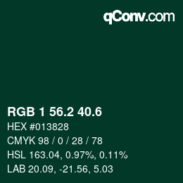 カラーコード: RGB 1 56.2 40.6 | qconv.com