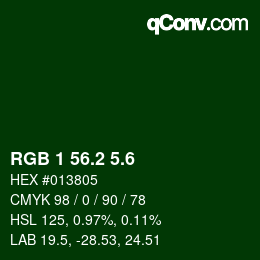 カラーコード: RGB 1 56.2 5.6 | qconv.com