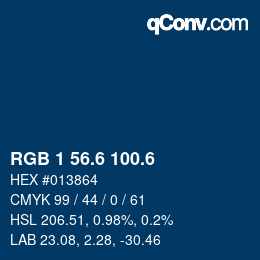 カラーコード: RGB 1 56.6 100.6 | qconv.com