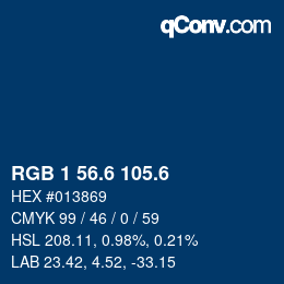 カラーコード: RGB 1 56.6 105.6 | qconv.com