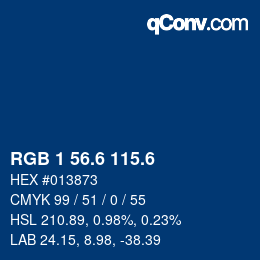 カラーコード: RGB 1 56.6 115.6 | qconv.com