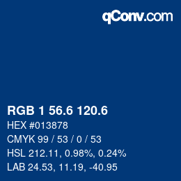 カラーコード: RGB 1 56.6 120.6 | qconv.com