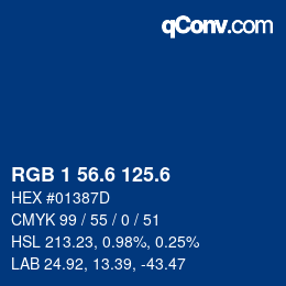 カラーコード: RGB 1 56.6 125.6 | qconv.com