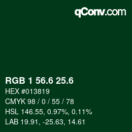 カラーコード: RGB 1 56.6 25.6 | qconv.com