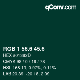 カラーコード: RGB 1 56.6 45.6 | qconv.com