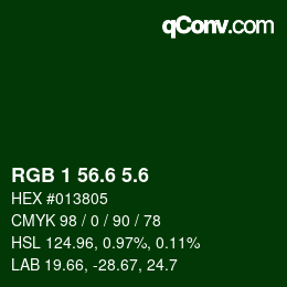 カラーコード: RGB 1 56.6 5.6 | qconv.com