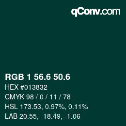 カラーコード: RGB 1 56.6 50.6 | qconv.com
