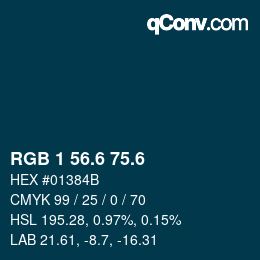 カラーコード: RGB 1 56.6 75.6 | qconv.com
