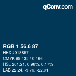 カラーコード: RGB 1 56.6 87 | qconv.com