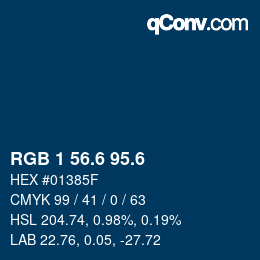 カラーコード: RGB 1 56.6 95.6 | qconv.com