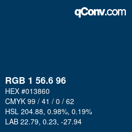 カラーコード: RGB 1 56.6 96 | qconv.com