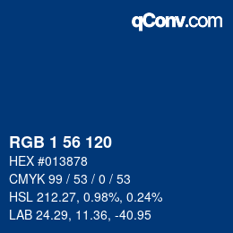 カラーコード: RGB 1 56 120 | qconv.com