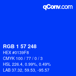 Color code: RGB 1 57 248 | qconv.com