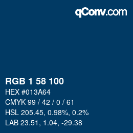 Color code: RGB 1 58 100 | qconv.com