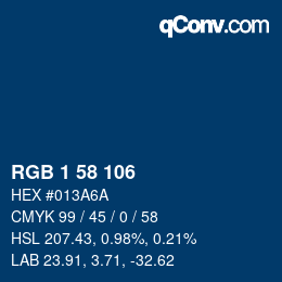 Color code: RGB 1 58 106 | qconv.com