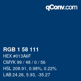 Color code: RGB 1 58 111 | qconv.com