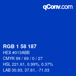 Color code: RGB 1 58 187 | qconv.com