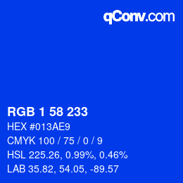 Color code: RGB 1 58 233 | qconv.com
