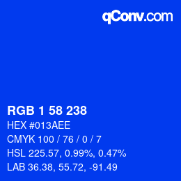 Color code: RGB 1 58 238 | qconv.com