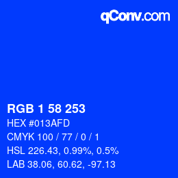 Color code: RGB 1 58 253 | qconv.com