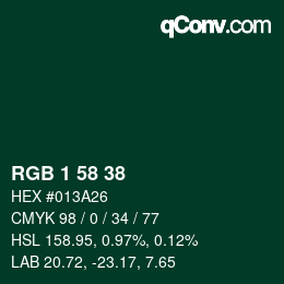 Color code: RGB 1 58 38 | qconv.com