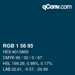 Color code: RGB 1 58 85 | qconv.com